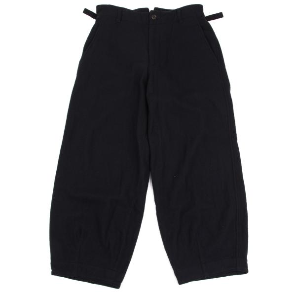 【中古】 コムコム コムデギャルソンCOMME des GARCONS ウールナイロンサイドベルトパンツ 紺M【レディース】