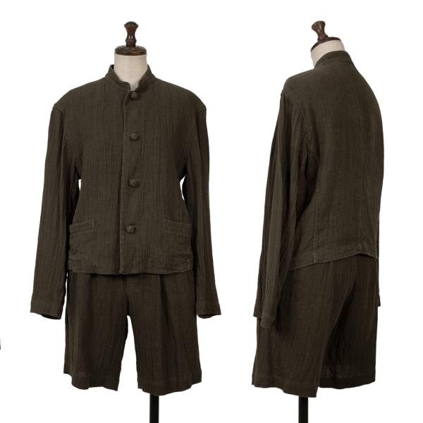 【中古】 プランテーションPlantation リネンワッシャーセットアップ カーキM【レディース】