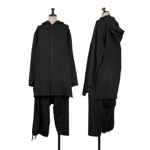 【中古】 ビーヨウジヤマモトB Yohji Yamamoto ウールギャバレザーストラップセットアップ 黒1【レディース】