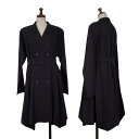 【中古】 ヨウジヤマモト ファムYohji Yamamoto FEMME ウールギャバ裾タックフレアコート 紺M【レディース】