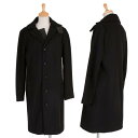 【中古】 ワイズY's レザー使いフラノウールコート 黒1【レディース】
