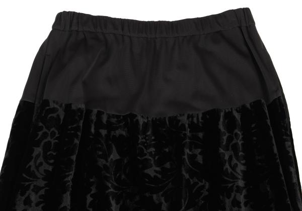 【中古】 トリコ コムデギャルソンtricot COMME des GARCONS 唐草柄ベロア切替スカート 黒M位【レディース】