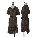 【中古】 ジュンヤワタナベ コムデギャルソンJUNYA WATANABE COMME des GARCONS レーヨン花柄バック再構築デザインシャツ半袖ワンピース 黒マルチS【レディース】(4)