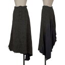 【中古】 コムデギャルソンCOMME des GARCONS 初期縮絨バックアシンメトリー切替スカート グレー紺M【レディース】