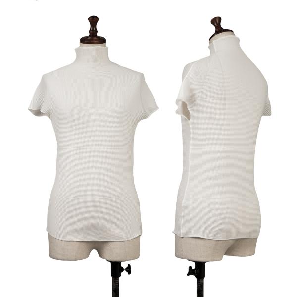 【中古】 イッセイミヤケISSEY MIYAKE PLEATS (T.) ストレッチプリーツハイネックトップス 白3【レディース】
