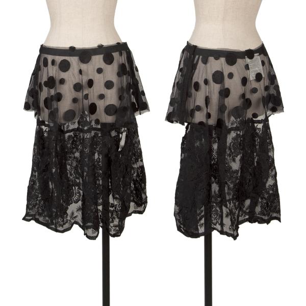 【中古】 コムデギャルソンCOMME des GARCONS ナイロンレーススカート 黒M【レディース】