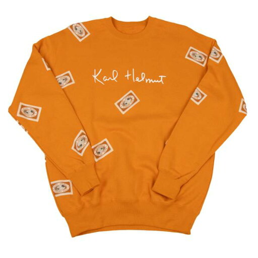 【中古】 カールヘルムKarl Helmut ダックパッチデザインロゴプリントスウェット オレンジM【メンズ】 【中古】 カールヘルムKarl Helmut ダックパッチデザインロゴプリントスウェット オレンジM【メンズ】