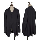 【中古】 コムコム コムデギャルソンCOMME des GARCONS ウールポリカッタウェイロングジャケット 紺S【レディース】(4)