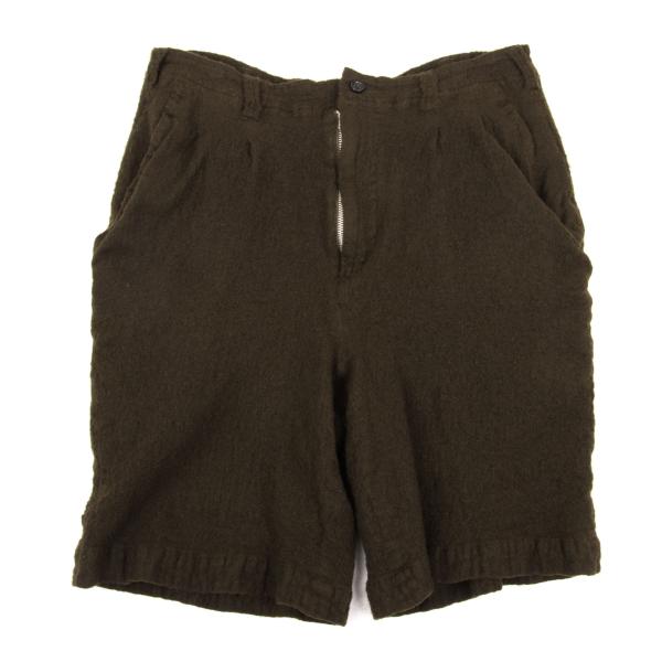 【中古】 コムデギャルソンCOMME des GARCONS ウール縮絨ショートパンツ カーキS【レディース】