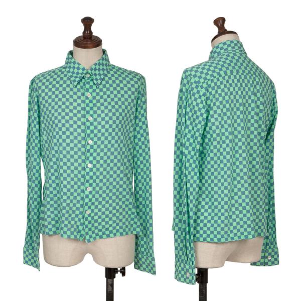 【中古】 ズッカzucca コットン天竺チェッカーフラッグシャツ 緑青M【レディース】