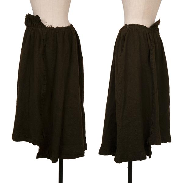 【中古】 コムデギャルソンCOMME des GARCONS 製品染め切替ウール縮絨スカート カーキS【レディース】