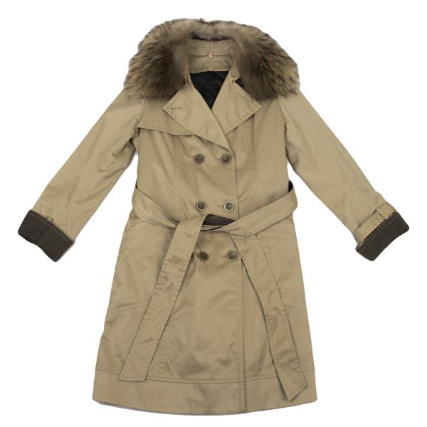 【中古】 ユナイテッドアローズUNITED ARROWS 中綿キルトライニング着脱フェイクファートレンチコート ベージュ38【レディース】