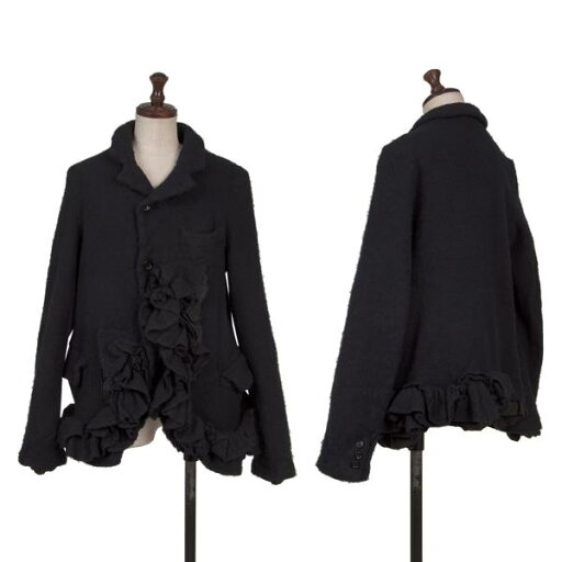 【中古】 コムコム コムデギャルソンCOMME des GARCONS ウール縮絨フリル装飾ジャケット 紺S【レディース】 【中古】 コムコム コムデギャルソンCOMME des GARCONS ウール縮絨フリル装飾ジャケット 紺S【レディース】