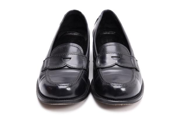 【中古】 ヒロフHIROFU レザーショートノーズコインローファー 黒24 1/2(24.5位)【レディース】 2