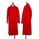 【中古】 トリココムデギャルソンtricot COMME des GARCONS ウールナイロンフェルトロングコート 赤M【レディース】