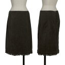 【中古】 ミュウミュウmiumiu 細コーデュロイ裾レーススカート 焦げ茶38【レディース】