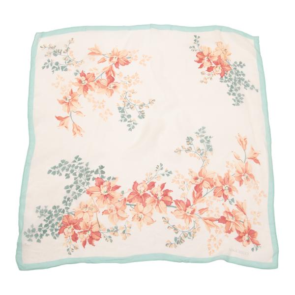 【中古】 ニナリッチNINA RICCI シルクフラワープリントスカーフ オフミント他【レディース】