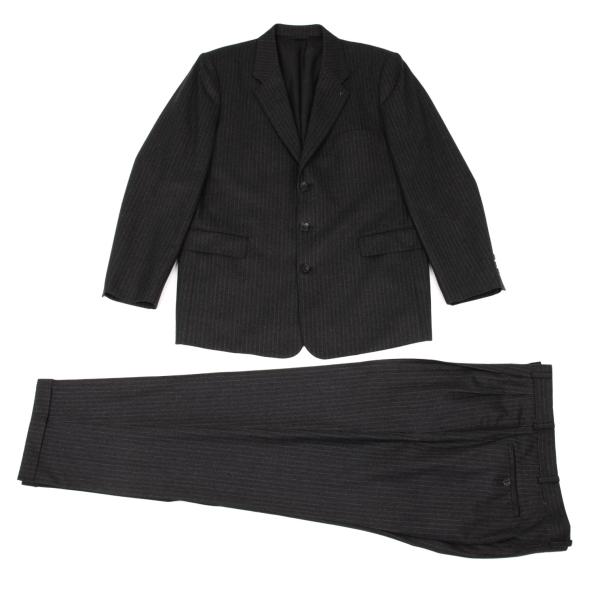 【中古】 パパスPapas ウールストライプセットアップ チャコール他48 50L【メンズ】