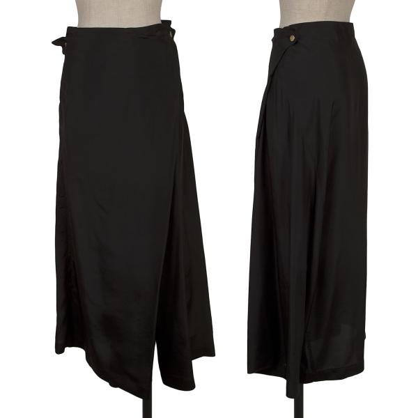 【中古】 イッセイミヤケISSEY MIYAKE シルクキュプララップデザインアシンメトリーサルエルパンツ 黒M【レディース】