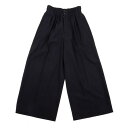 【中古】 コムデギャルソンCOMME des GARCONS ウールトロウエストギャザーワイドパンツ 紺M【レディース】(4)