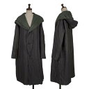 【中古】 ウインドコートWINDCOAT ナイロンシワ加工中綿ロングフーディーコート チャコールカーキM【レディース】