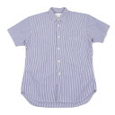 【中古】 コムデギャルソンシャツCOMME des GARCONS SHIRT コットンストライプ半袖シャツ 紺白XS【メンズ】(4)