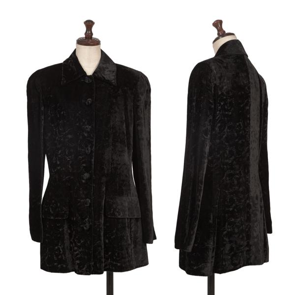 【中古】 フェンディFENDI 渦巻きパイルデザインくるみボタンジャケット 黒44【レディース】