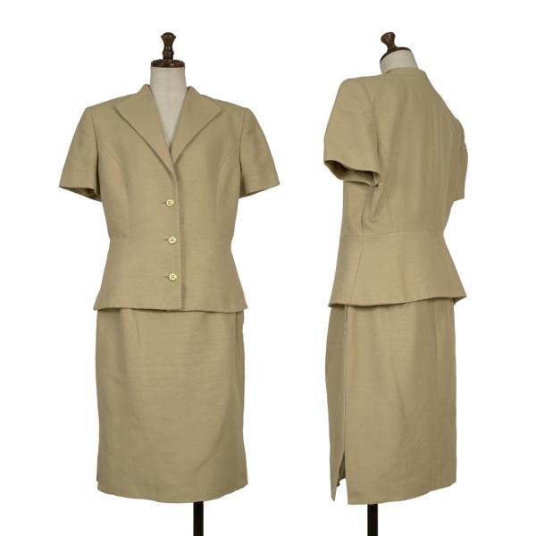 【中古】 ヴァレンティノVALENTINO コットン帆布メタルボタンセットアップ ベージュ44【レディース】