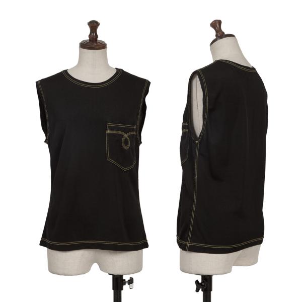 【中古】 ジャンニヴェルサーチGIANNI VERSACE ステッチノースリーブカットソー 黒M位【レディース】