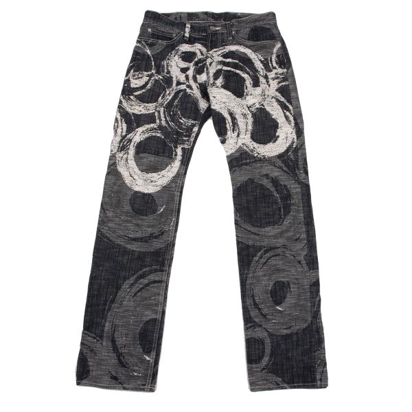 【中古】 イッセイミヤケ メンISSEY MIYAKE MEN コットングラフィックジャガードデニムパンツ インディゴオフ2【メンズ】