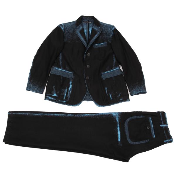 【中古】 イッセイミヤケ メンISSEY MIYAKE MEN A-POC INSIDE トリムフェード織りデザインセットアップ 黒水色2【メンズ】