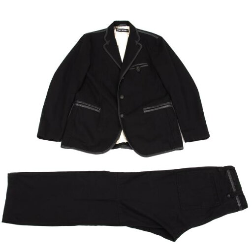 【中古】 イッセイミヤケ メンISSEY MIYAKE MEN レザーパイピングキャンバスセットアップ 黒2【メンズ】 【中古】 イッセイミヤケ メンISSEY MIYAKE MEN レザーパイピングキャンバスセットアップ 黒2【メンズ】