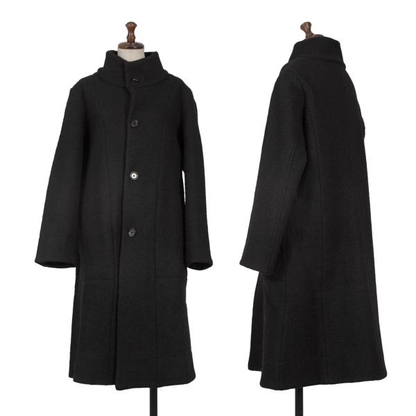 【中古】 プランテーションPlantation ボイルドウールスタンドカラーコート 黒M【レディース】