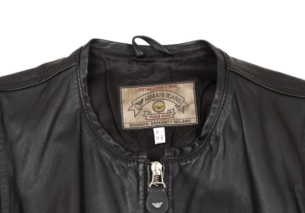 【中古】 アルマーニジーンズARMANI JEANS レザーパッチポケットジップベスト 黒46【メンズ】