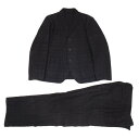 【中古】 イッセイミヤケ エーポックISSEY MIYAKE A-POC ボーダー織りセットアップスーツ 紺1【メンズ】(4)