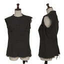 【中古】 ジュンヤワタナベ コムデギャルソンJUNYA WATANABE COMME des GARCONS ウール縮絨リボンデザインカットオフノースリーブ チャコールM【レディース】(4)
