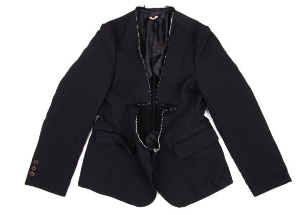 【中古】 コムコム コムデギャルソンCOMME des GARCONS ポリ裁ち切りデザインジャケット 紺XS【レディース】