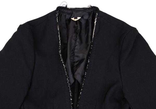 【中古】 コムコム コムデギャルソンCOMME des GARCONS ポリ裁ち切りデザインジャケット 紺XS【レディース】