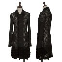 【中古】 コムデギャルソンCOMME des GARCONS 裾フラワーニット装飾メッシュ刺繍デザインコート 黒XS【レディース】
