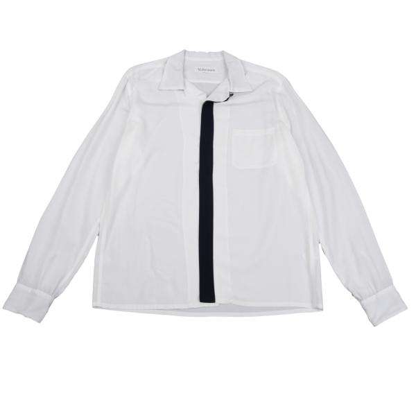 【中古】 ワイズフォーメンY's for men レーヨンフロント切替比翼ボタンシャツ オフ紺3【メンズ】