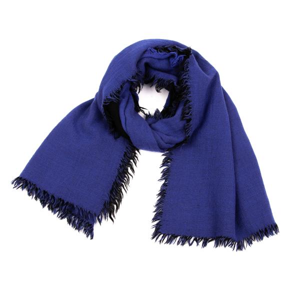 【中古】 ヨウジヤマモト ノアールYohji Yamamoto NOIR ウールダブルフェイスフリンジストール 青紫他【レディース】