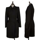 【中古】 プラダPRADA ウールタックデザインスナップボタンコート 黒40【レディース】