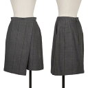 【中古】 コムデギャルソンCOMME des GARCONS グリッターチェックタックデザイン台形スカート グレーM【レディース】(4)