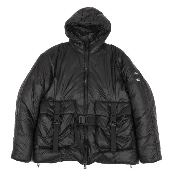 【中古】 ワイスリーY-3 ベルテットポケットナイロン中綿ブルゾン 黒S【メンズ】