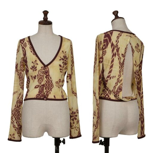 【中古】 ジャンポールゴルチエJean Paul GAULTIER プラント柄バックオープンストレッチカーディガン マスタード紫他40【レディース】 【中古】 ジャンポールゴルチエJean Paul GAULTIER プラント柄バックオープンストレッチカーディガン マスタード紫他40【レディース】