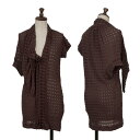 【中古】 ヨウジヤマモト ノアールYohji Yamamoto NOIR フロントギャザーデザインボーダートップス 焦げ茶M位【レディース】