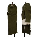 【中古】 ジュンヤワタナベコムデギャルソンJUNYA WATANABE COMME des GARCONS ウールフーディーラップポンチョコート カーキS【レデ...