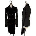 【中古】 コムデギャルソンCOMME des GARCONS フロントベロアニットドッキングコート 黒S【レディース】