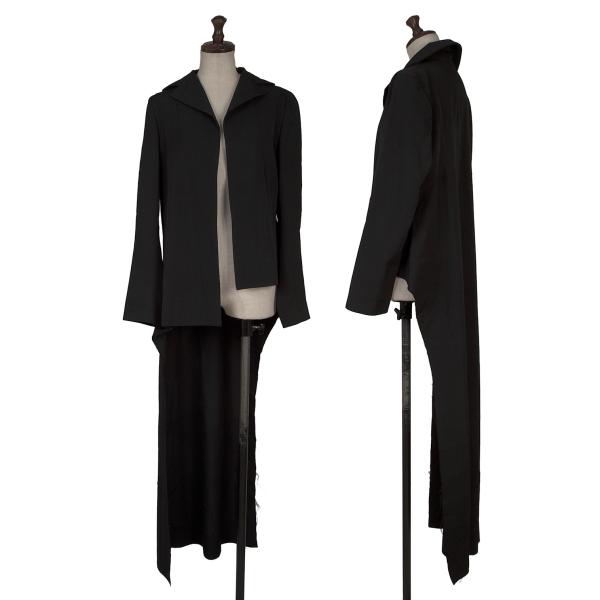 【中古】 ヨウジヤマモト ファムYohji Yamamoto FEMME ウールギャババックロングボタンレスジャケット 黒1【レディース】