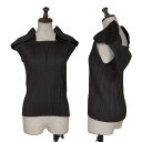 【中古】 プリーツプリーズPLEATS PLEASE サークルショルダー装飾タンクトップ 黒3【レディース】(4)